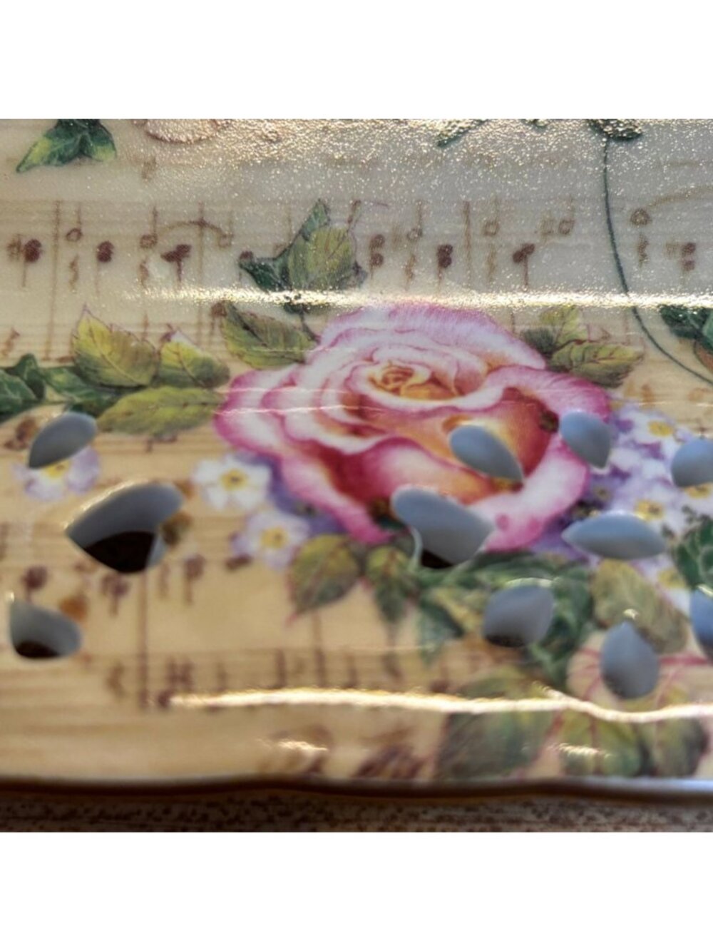 American Atelier Melody Reticulated Tray Vintage Music Sheet Print Rose Gold Mus - Picture 5 of 9